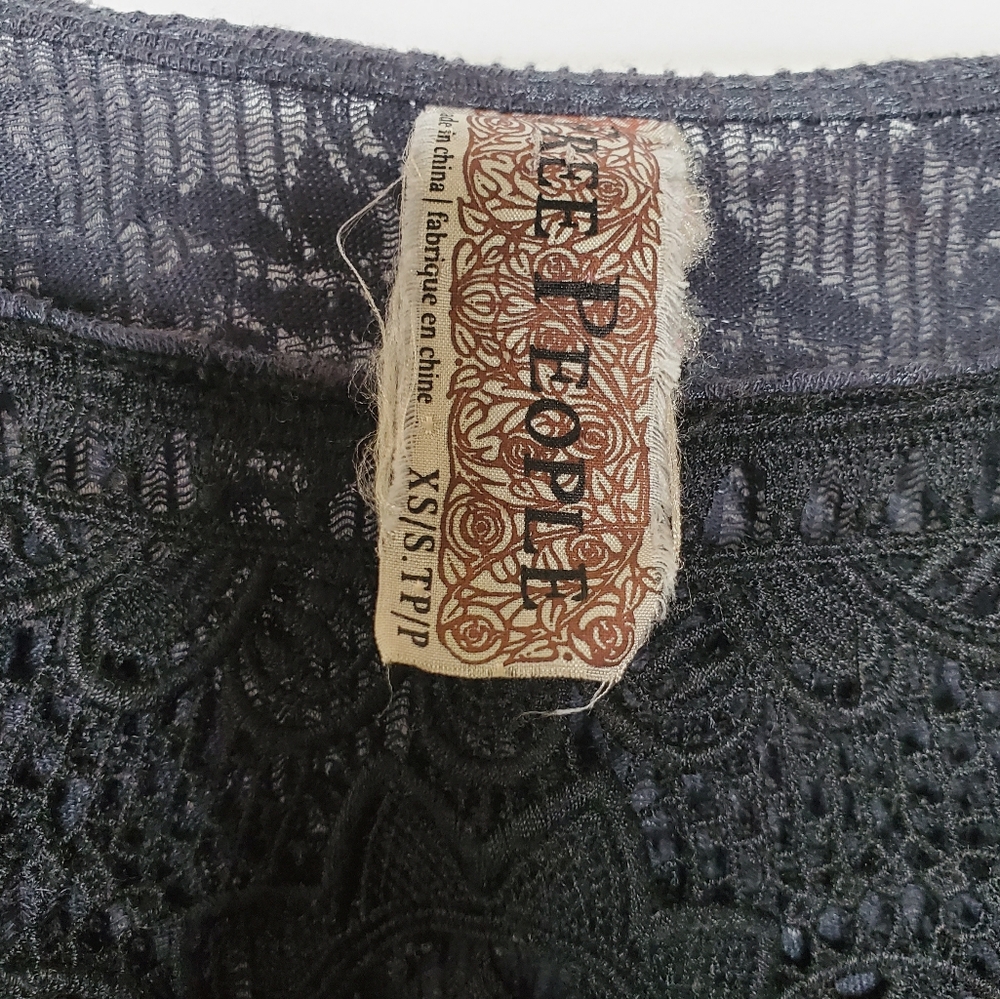 Free People Blue Floral Lace Crop Victorian Boho - Picture 4 of 7
